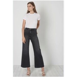 Rolla's Sailor Jean Comfort 80s Black High Rise Wide Leg Jeans Sz 33 Scandi Chic